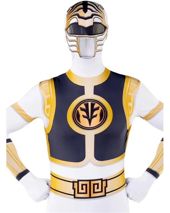 костюм пауър рейнджър/power ranger бял втора кожа