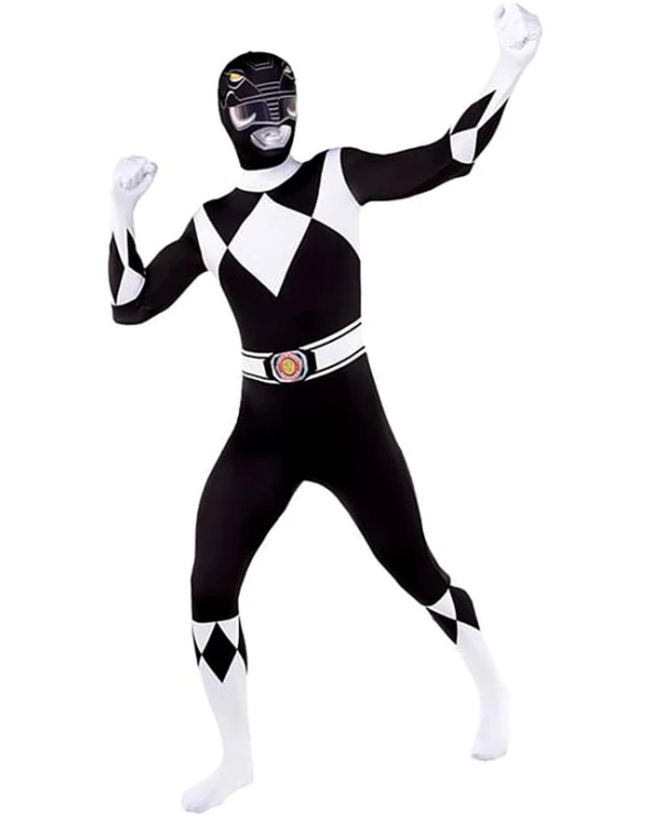 мъжки костюм power ranger черен втора кожа