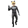 Мъжки костюм на Cat Noir Черния котарак от Ladybug - гащеризон с камбанка, перука с ущи, маска, колан, ръкавици, прасцови ленти