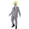 мъжки костюм бийтълджус/Beetlejuice черно бял раиран хелоуин със сако, панталон и вратовръзка