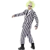 мъжки костюм бийтълджус/Beetlejuice черно бял раиран хелоуин със сако, панталон и вратовръзка