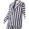 мъжки костюм бийтълджус/Beetlejuice черно бял раиран хелоуин със сако, панталон и вратовръзка