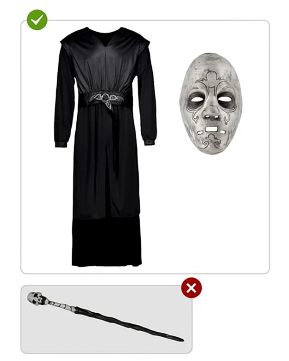 Мъжки костюм на Смъртожаден Death Eater от Хари Потър с роба, качулка и маска