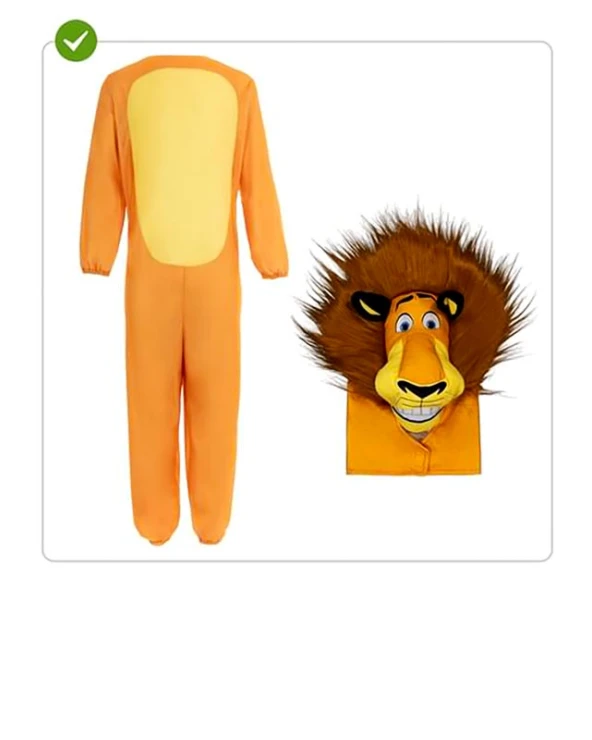 Костюм на Алекс от Мадагаскар за възрастни с гащеризон и шапка