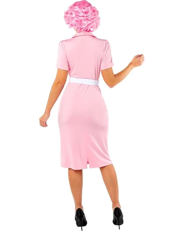 Дамски карнавален костюм Frenchy Pink Ladies от филма Брилянтин Grease с рокля и колие