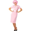 Дамски карнавален костюм Frenchy Pink Ladies от филма Брилянтин Grease с рокля и колие
