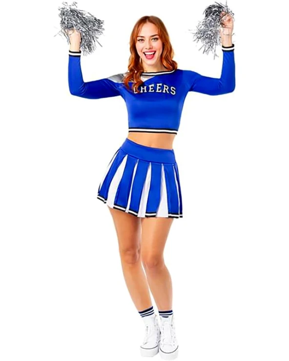 дамски син костюм мажоретка cheerleader комплект