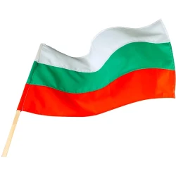 Национален флаг на България с дървена дръжка (50 × 80 см)