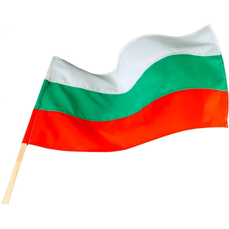 Национален флаг България с дървена дръжка 50x80 см