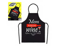 Забавна престилка с надпис - Mom needs wine 100489