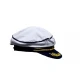 Бяла моряшка шапка с надпис Captain и златна котва от магазин Забава.