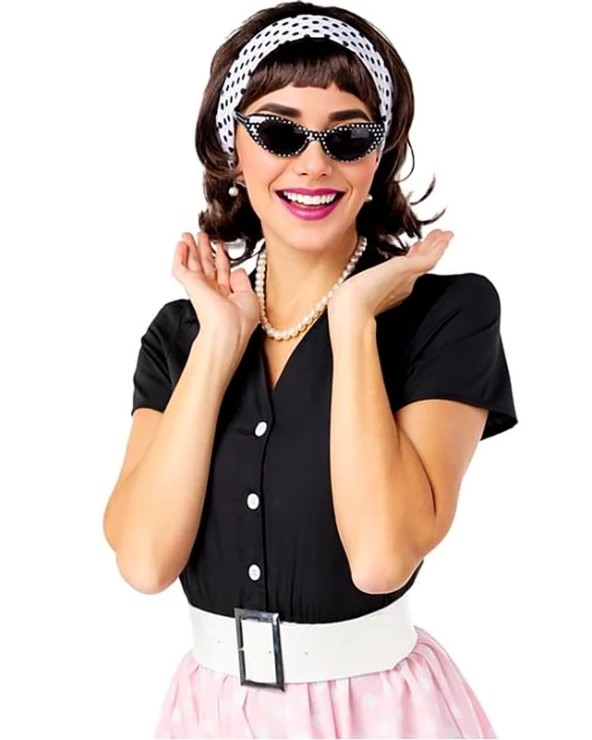 ретро комплект аксесоари 50 те pin up очила перли шал