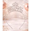 Сребриста диадема Birthday Princess с блестящ надпис и декоративна корона за рожден ден на момиче