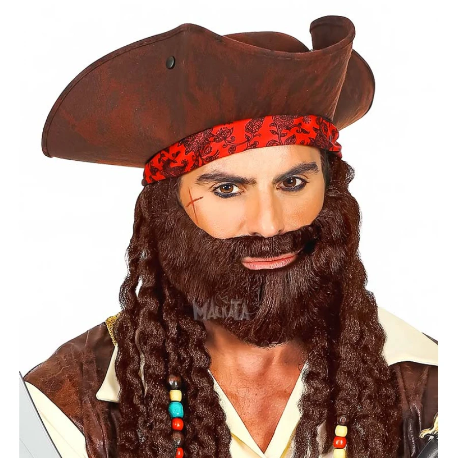 Карнавална брада с мустаци в кафяв цвят 01857