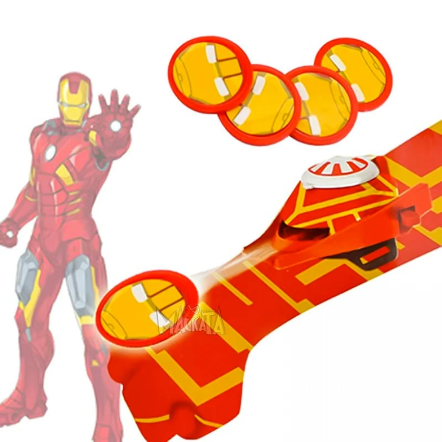 Детска ръкавица на Iron Man с механизъм за стрелба с дискове за карнавален костюм