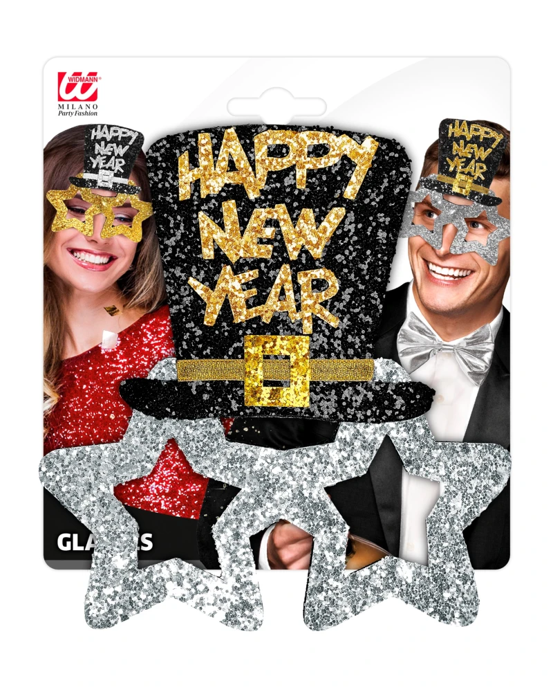 Сребърни очила с надпис Happy New Year