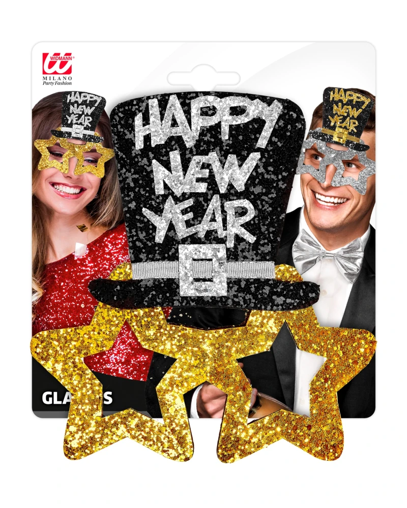 Златни очила с надпис Happy New Year
