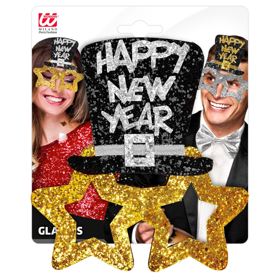 Златни очила с надпис Happy New Year