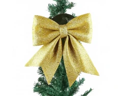 Голяма коледна панделка в златен цвят