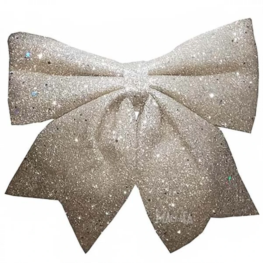 Огромна коледна панделка в сребърен цвят