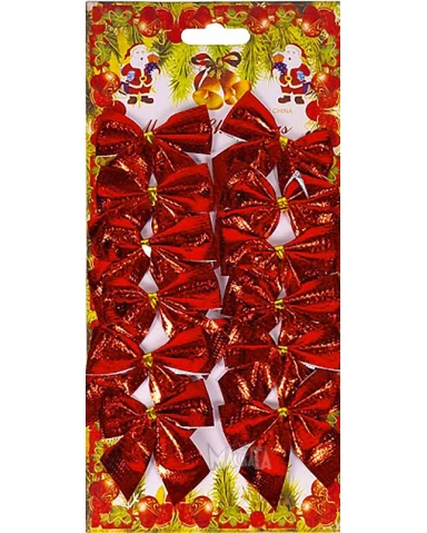 Коледни панделки златни, червени и сребърни - 6см