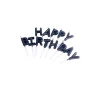 Черни свещи за торта HAPPY BIRTHDAY с 13 отделни букви и бели поставки за рожден ден