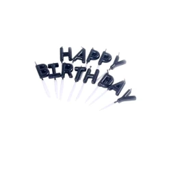 Свещи за торта HAPPY BIRTHDAY – черни букви