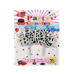 Сребърна свещ Happy birthday
