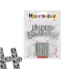 Сребърен комплект свещи Happy Birthday 24 свещи 12 поставки
