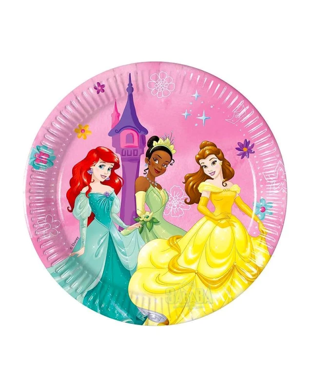 Парти чинийки Disney Princess – комплект от 8 броя лицензирани хартиени чинии с изображения на принцеси от Дисни