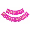 Парти украса - Банер Happy Birthday в цвят циклама