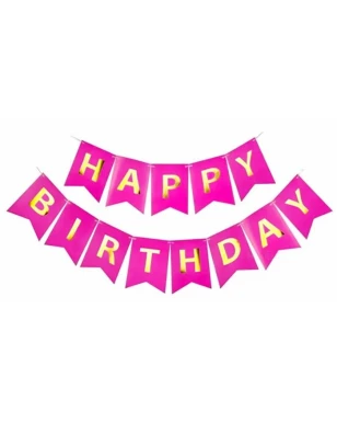 Парти украса - Банер Happy Birthday в цвят циклама