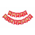 Парти украса - Малък банер Happy Birthday в червен цвят