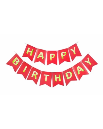 Парти украса - Банер Happy Birthday в червен цвят