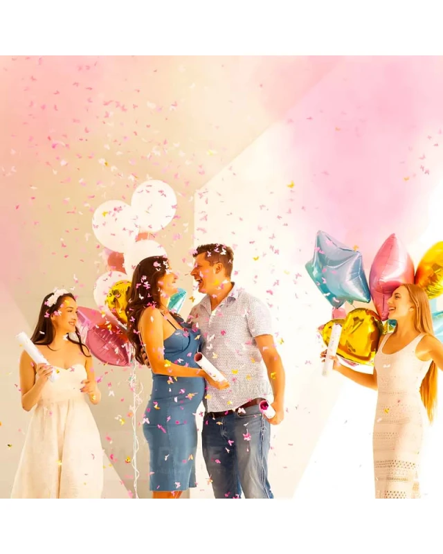 30 см цилиндър с розови конфети за разкриване на пола на бебе момиче (Gender Reveal)
