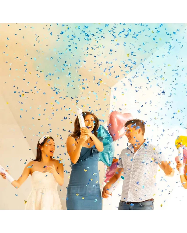 30 см цилиндър със сини конфети за разкриване на пола на бебе момче (Gender Reveal)