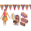Комплект за рожден ден Малкото пони My Little Pony с детски костюм, фолиев балон, 16 чаши, 16 чинии, 16 салфетки и гирлянд с флагчета