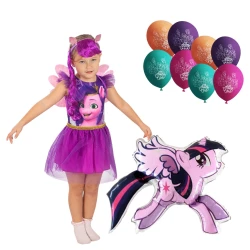 Комплект за рожден ден Малкото пони (My Little Pony) с костюм и балони – Туайлайт Спаркъл