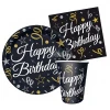 Парти сет в черен цвят 32бр - Happy Birthday