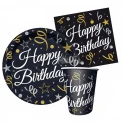 Парти сет в черен цвят 32бр - Happy Birthday