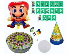 Комплект за украса на рожден ден в детската градина - Super Mario