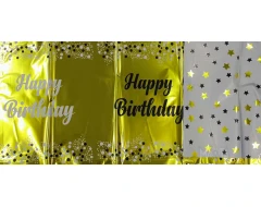 Парти покривка - Happy Birthday в златен цвят