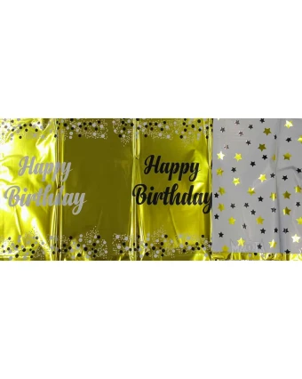 Парти покривка - Happy Birthday в златен цвят