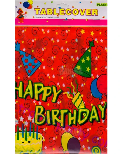 Парти покривка - Happy Birthday в червен цвят