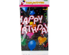 Парти покривка - Happy Birthday в черен цвят
