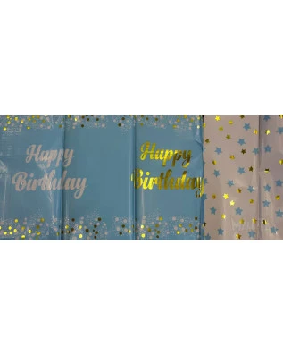 Парти покривка - Happy Birthday в син цвят