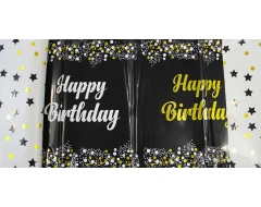 Парти покривка - Happy Birthday в черен цвят