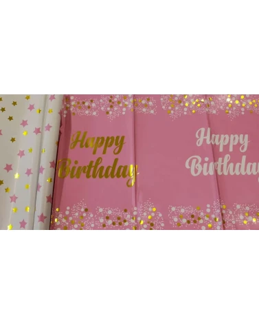 Парти покривка - Happy Birthday в розов цвят
