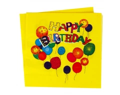 Жълти парти салфетки Happy Birthday 20бр