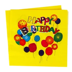 Жълти парти салфетки Happy Birthday 20бр